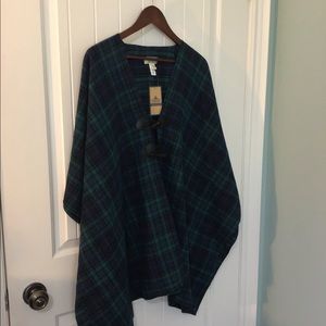 Ultimate Terrain Plaid Cotton Poncho - Navy/Green